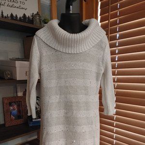 IZ Byer Girl's Gray/Silver Cowl Neck Sweater Dress